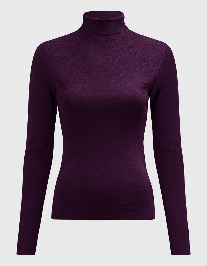 Feinstrick-Rollkragen-Pullover aus Merinowolle