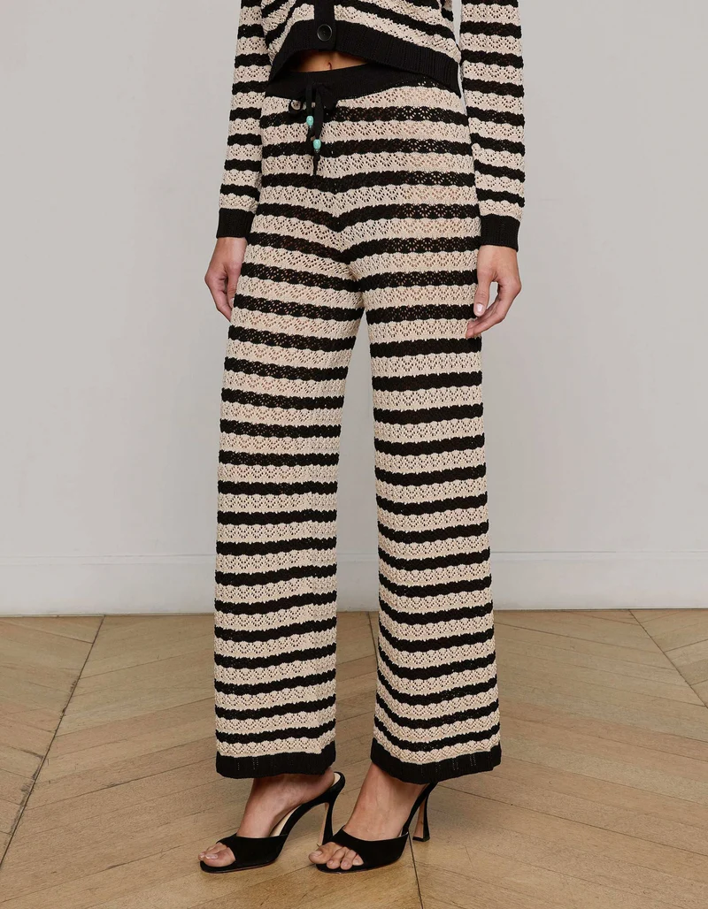Wide-Leg Strick-Hose Gaelle Pointelle