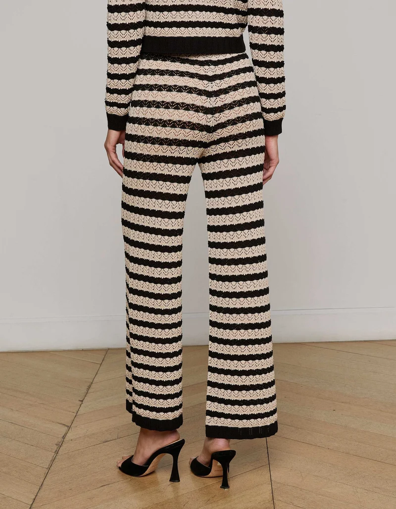 Wide-Leg Strick-Hose Gaelle Pointelle