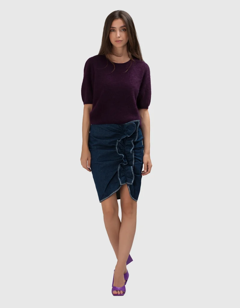Fuzzy Kurzarm-Kaschmir-Pullover Hurghada