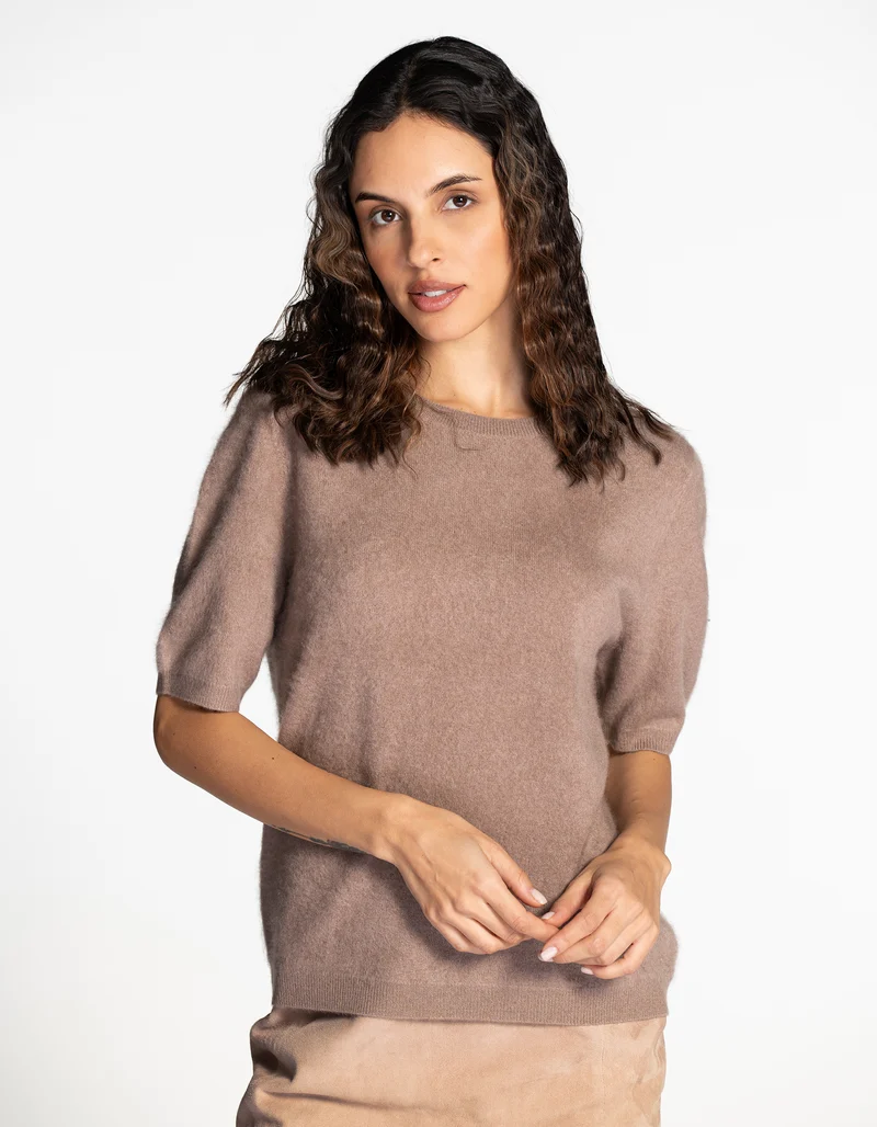 Fuzzy Kurzarm-Kaschmir-Pullover Hurghada