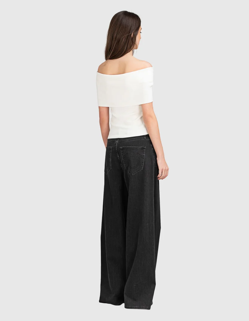 Geripptes Off-Shoulder Feinstrick-Top
