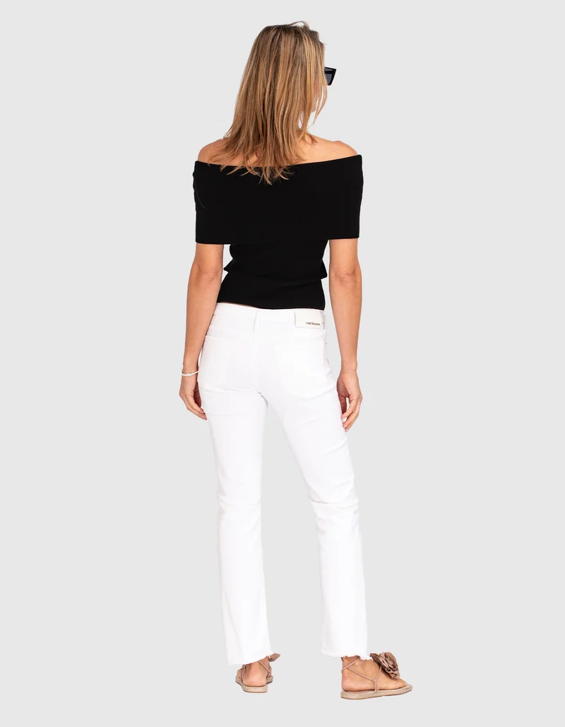Geripptes Off-Shoulder Feinstrick-Top