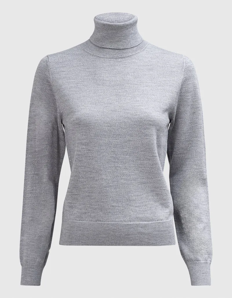 Feinstrick Rollkragen-Pullover Kopenhagen aus Merinowolle