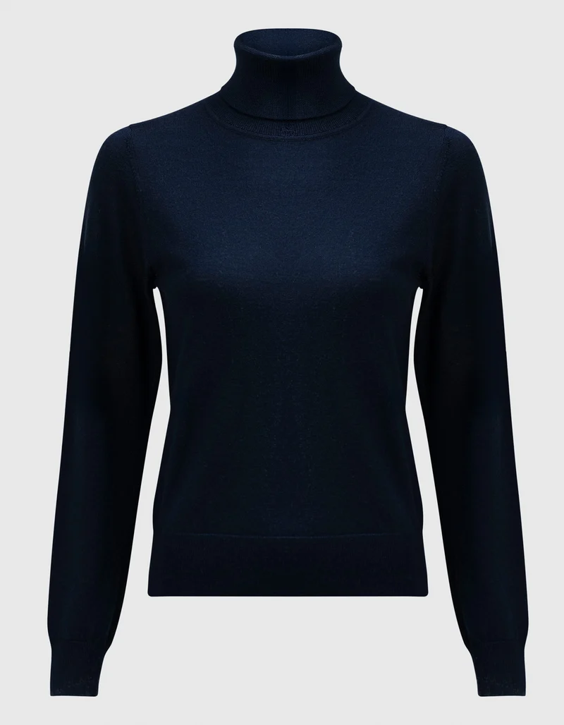 Feinstrick Rollkragen-Pullover Kopenhagen aus Merinowolle
