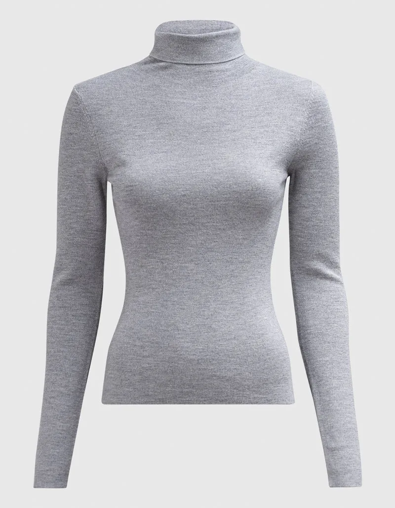 Feinstrick-Rollkragen-Pullover aus Merinowolle