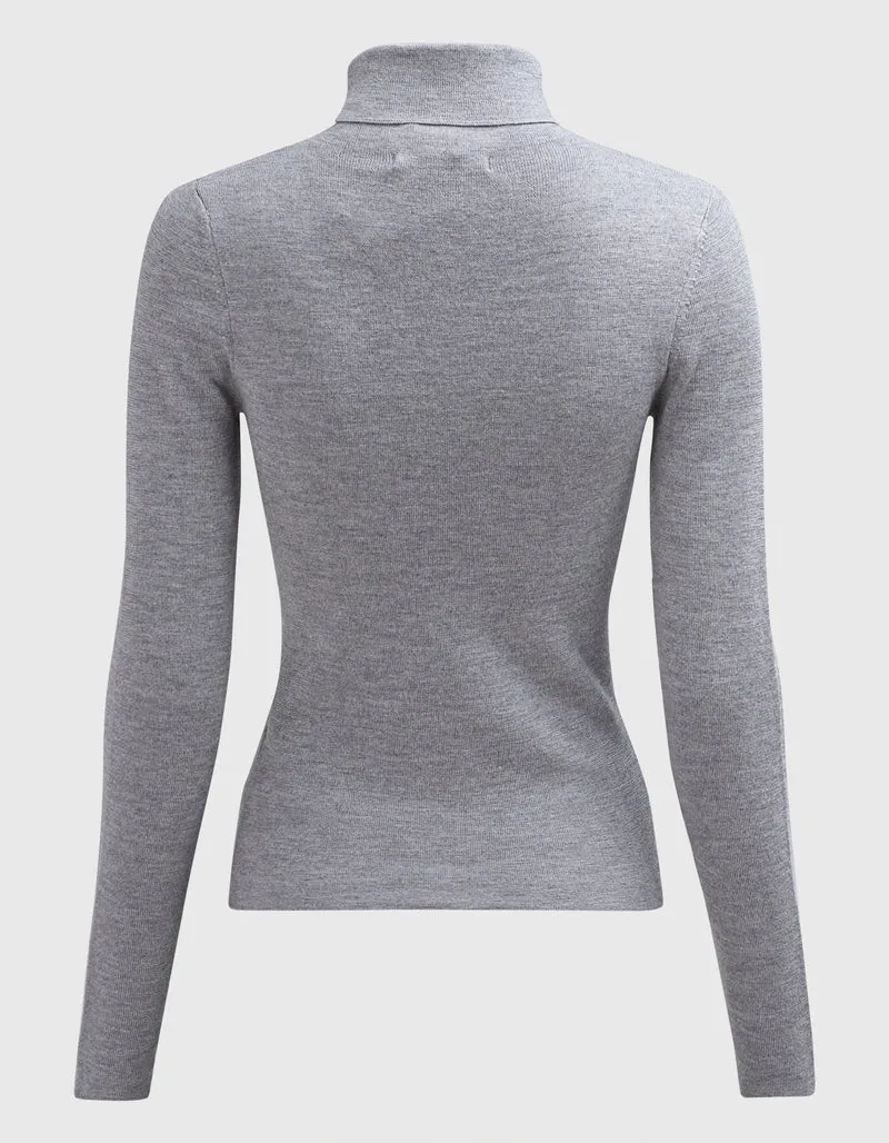 Feinstrick-Rollkragen-Pullover aus Merinowolle