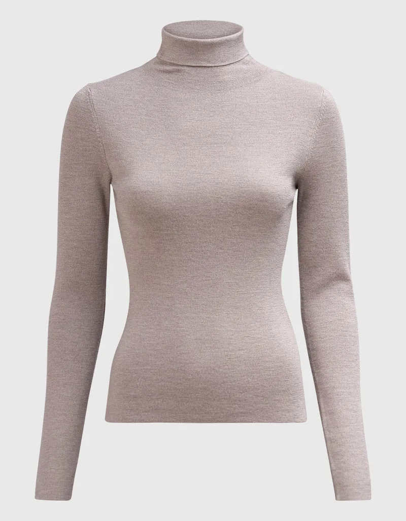 Feinstrick-Rollkragen-Pullover aus Merinowolle