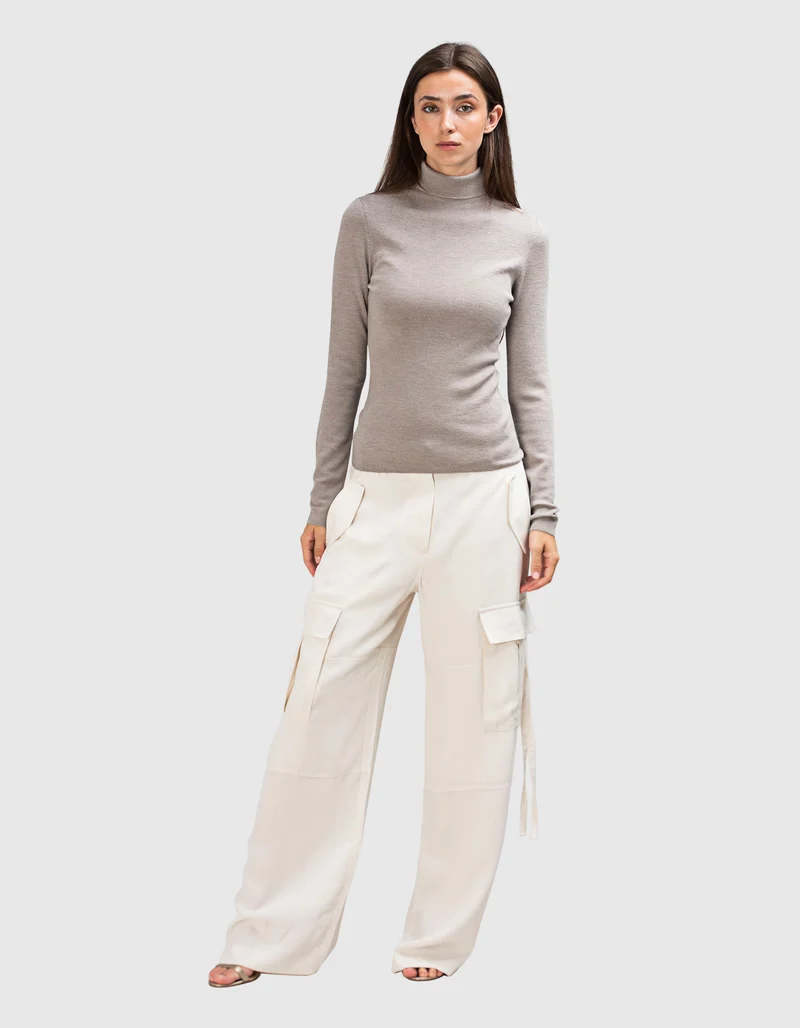 Feinstrick-Rollkragen-Pullover aus Merinowolle