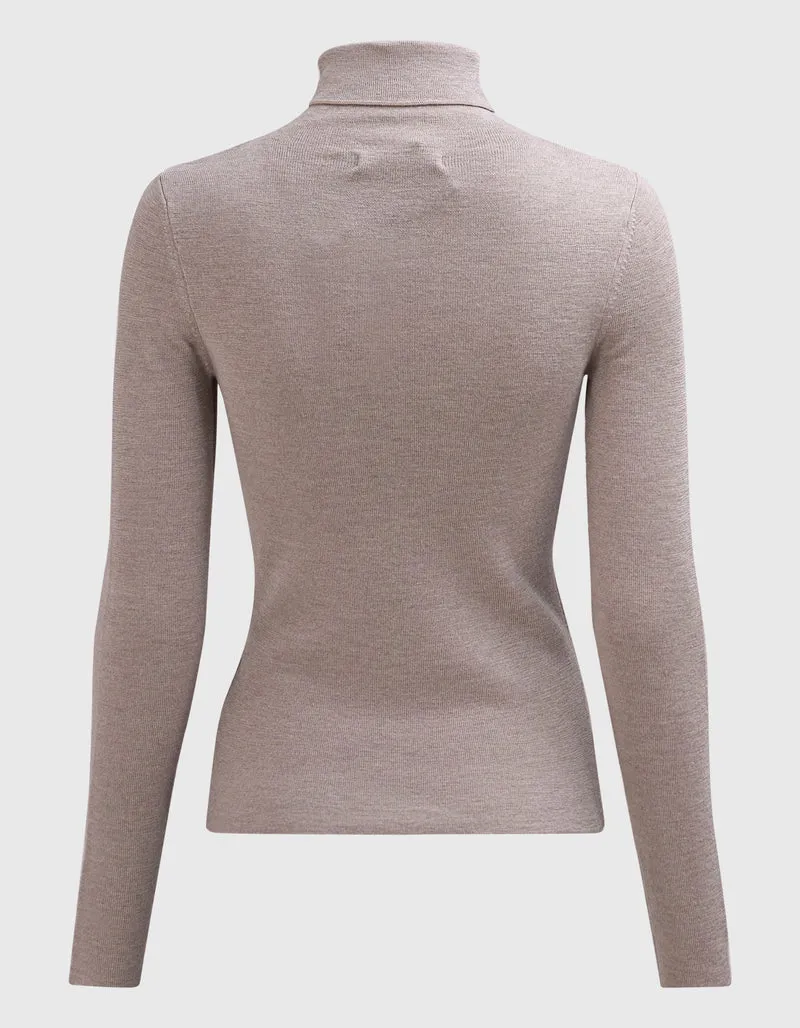 Feinstrick-Rollkragen-Pullover aus Merinowolle
