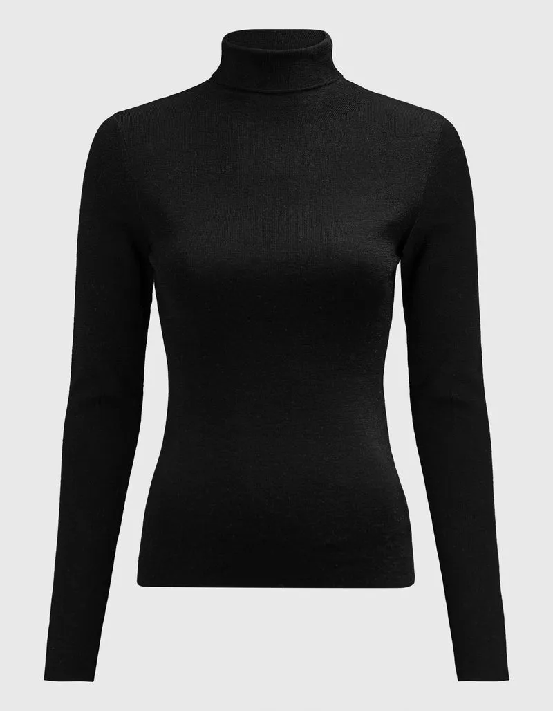 Feinstrick-Rollkragen-Pullover aus Merinowolle