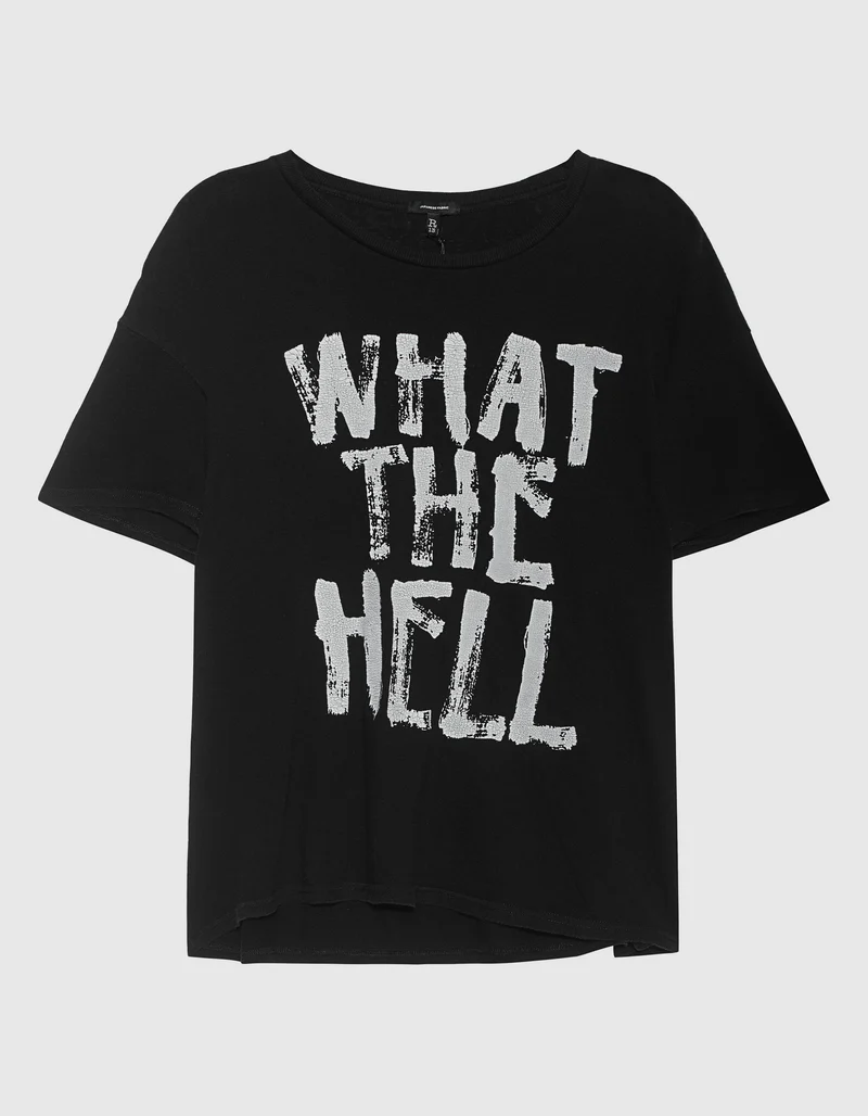 Relaxed T-Shirt What the Hell mit Kaschmir-Anteil
