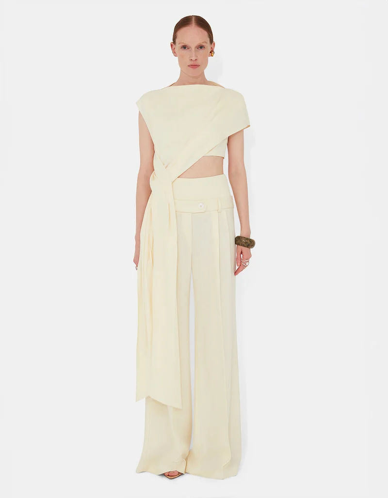 Straight-Leg Bundfaltenhose mit Bund im Layering Look