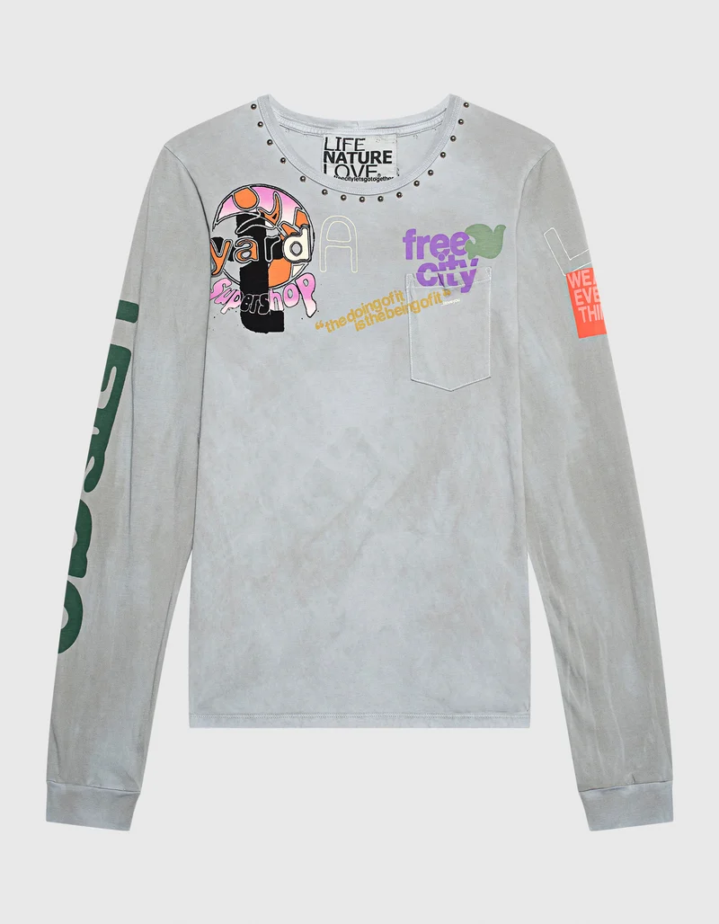 Bedrucktes Longsleeve Artyard Malibu mit Nieten-Details