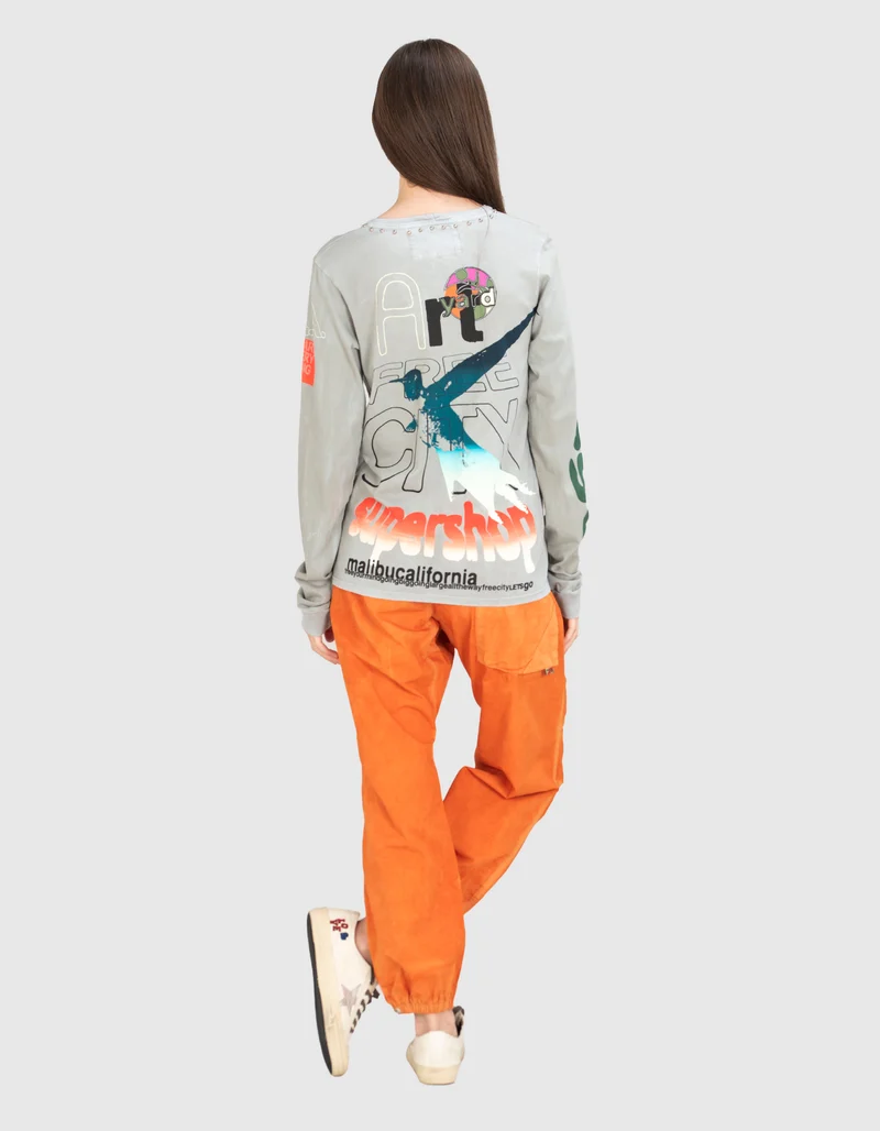 Bedrucktes Longsleeve Artyard Malibu mit Nieten-Details
