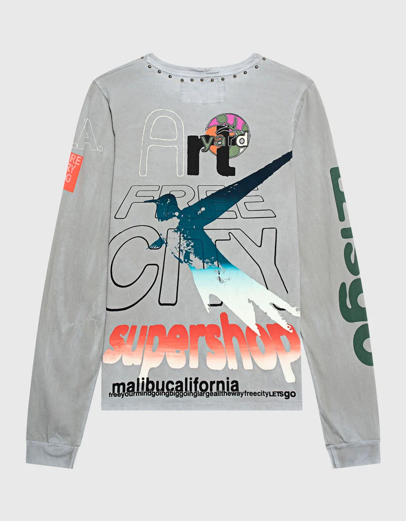 Bedrucktes Longsleeve Artyard Malibu mit Nieten-Details