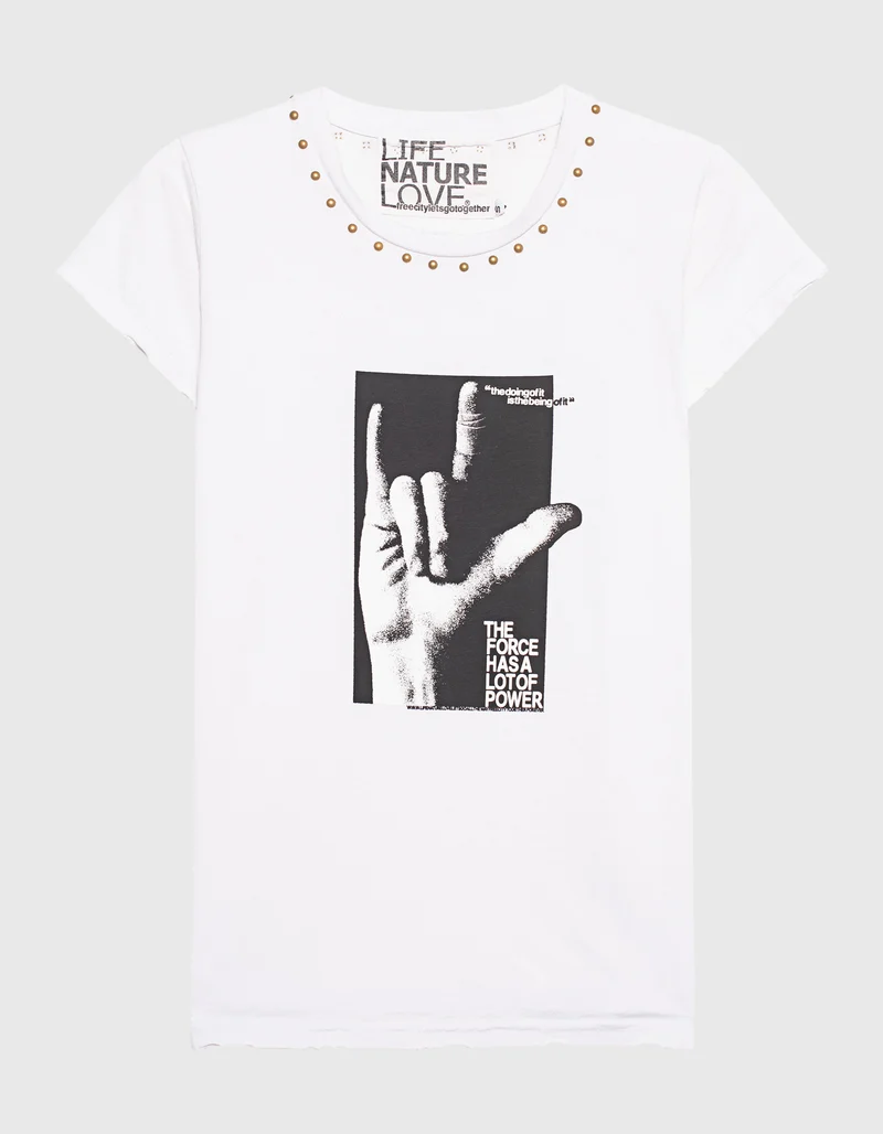 T-Shirt Sign Language mit Nieten-Details