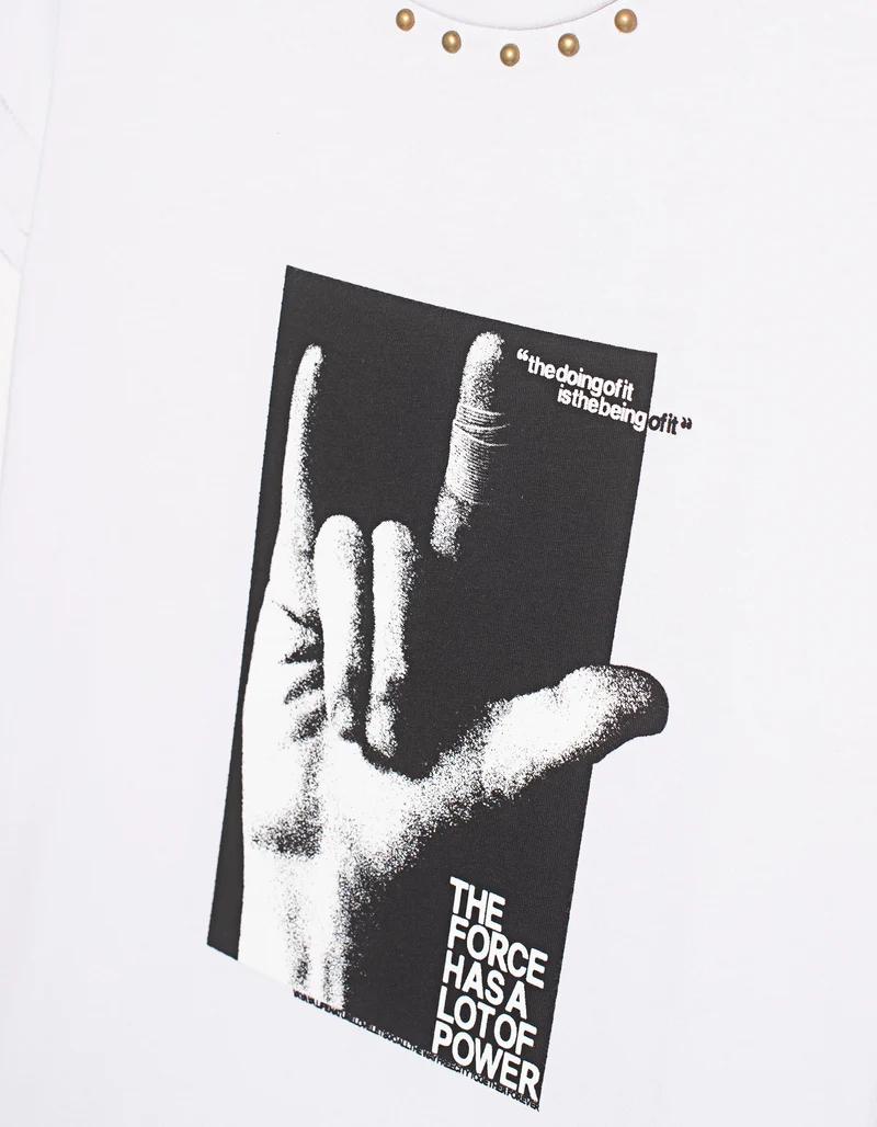 T-Shirt Sign Language mit Nieten-Details