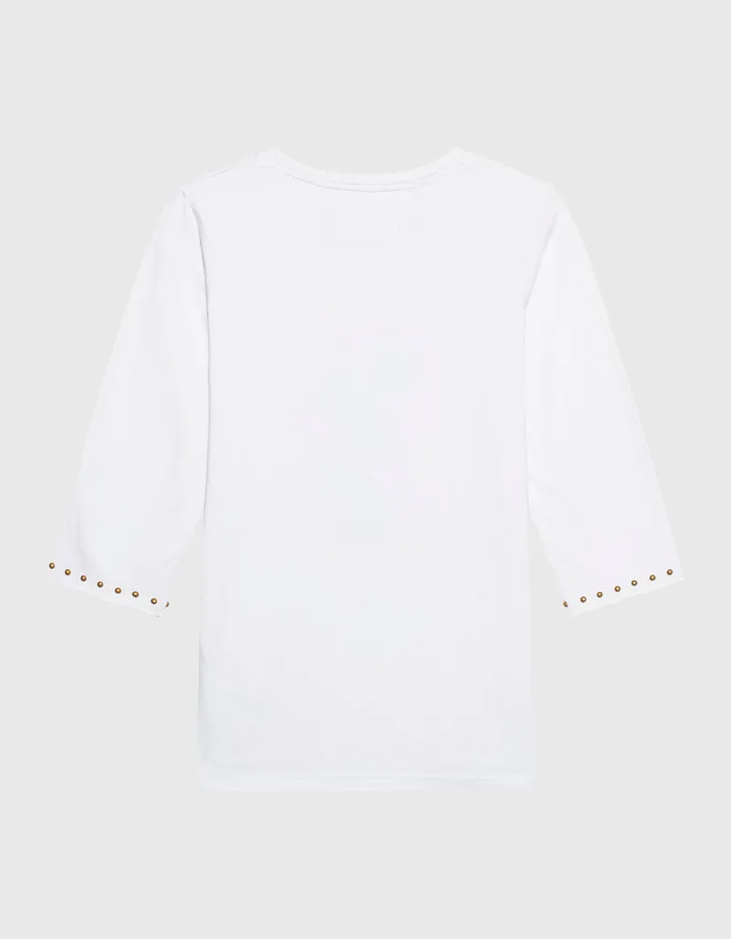 Bedrucktes Longsleeve Sign Language mit Nieten-Details