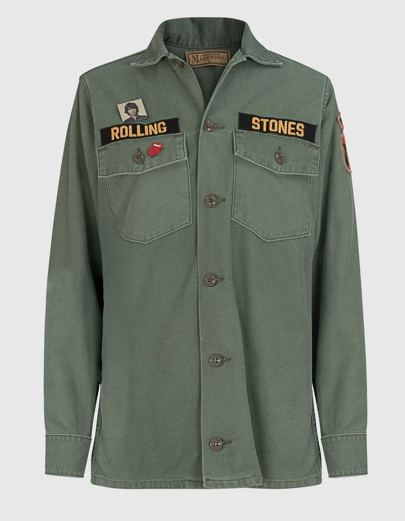 Bestickte Jacke im Military-Stil mit Buttons