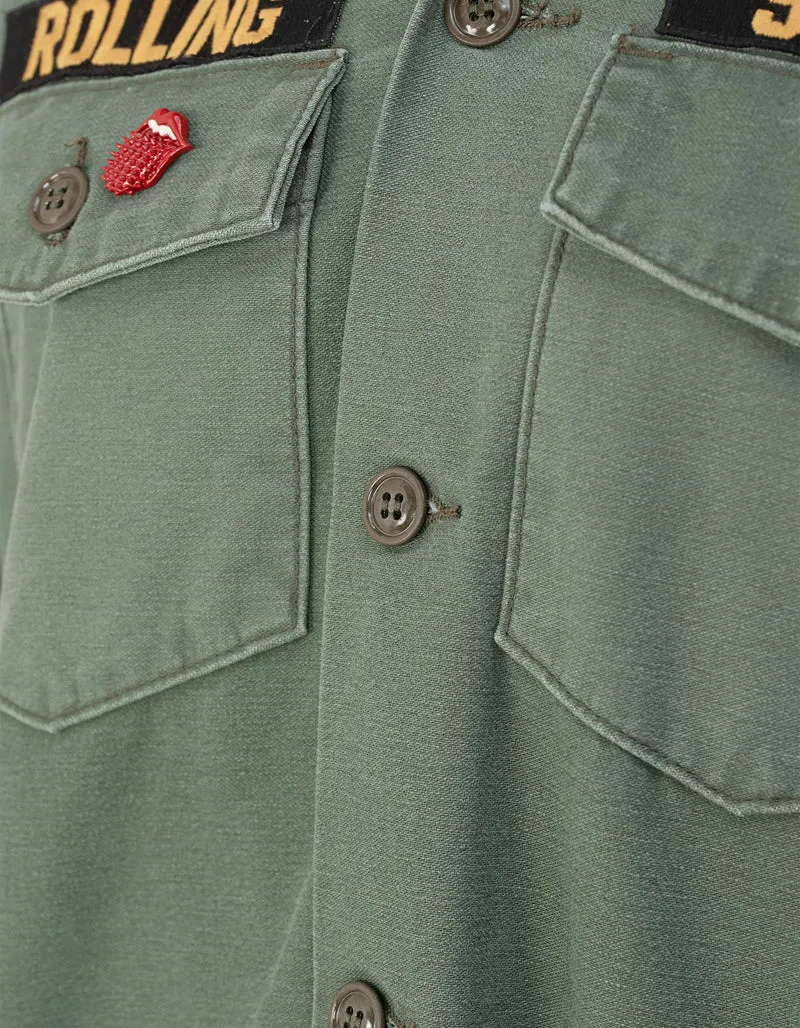 Bestickte Jacke im Military-Stil mit Buttons