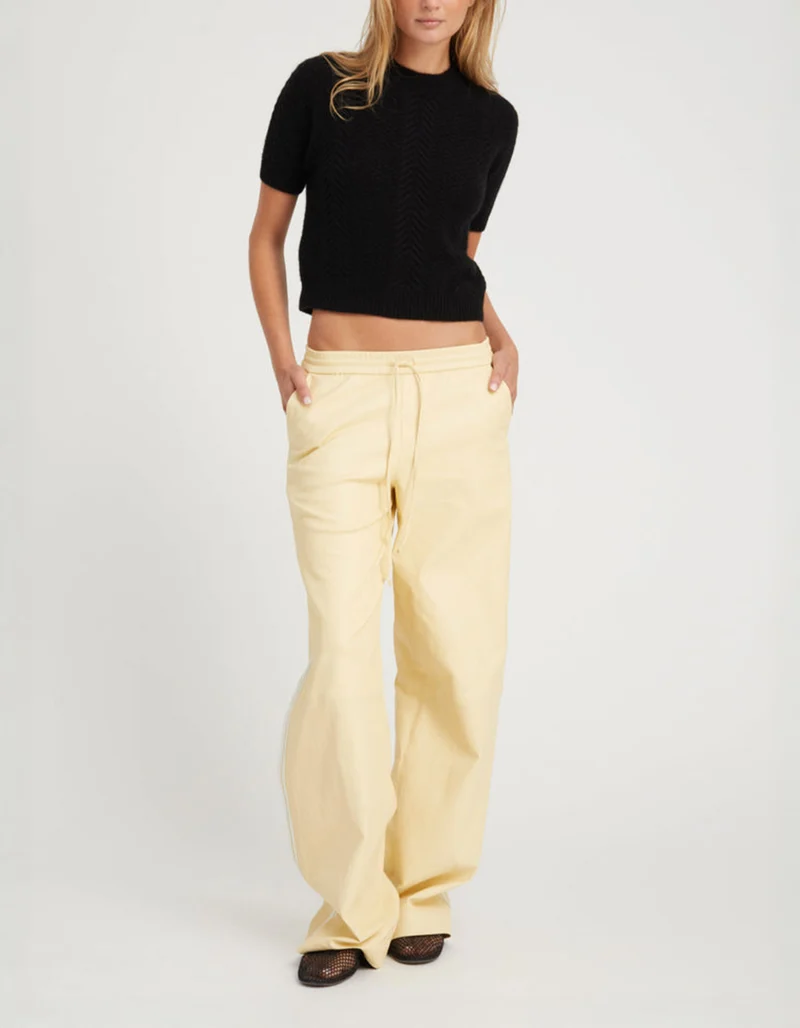Lammleder-Baggy-Hose Athletic mit Streifen