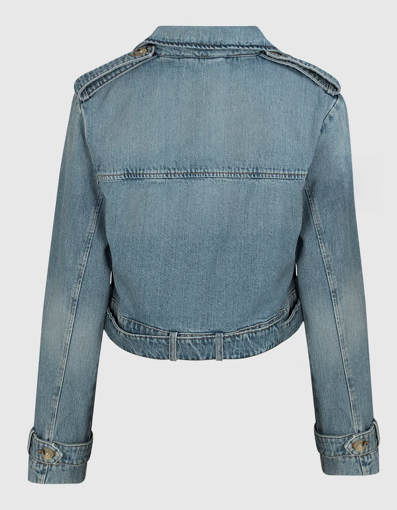 Doppelreihige Cropped Jeansjacke Paradis