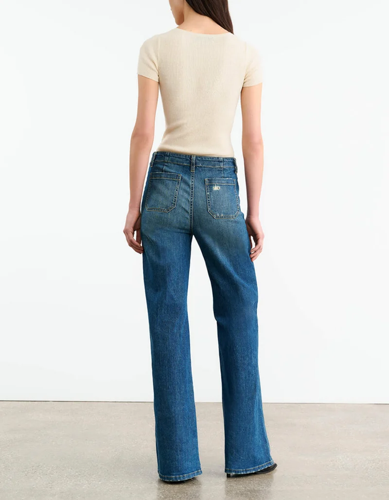 Flare-Leg Jeans Florence mit Wildleder-Schnürung