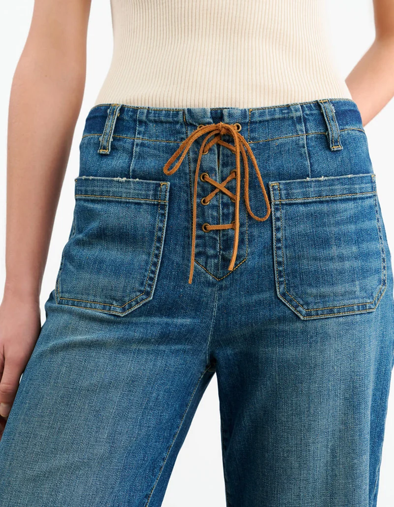 Flare-Leg Jeans Florence mit Wildleder-Schnürung