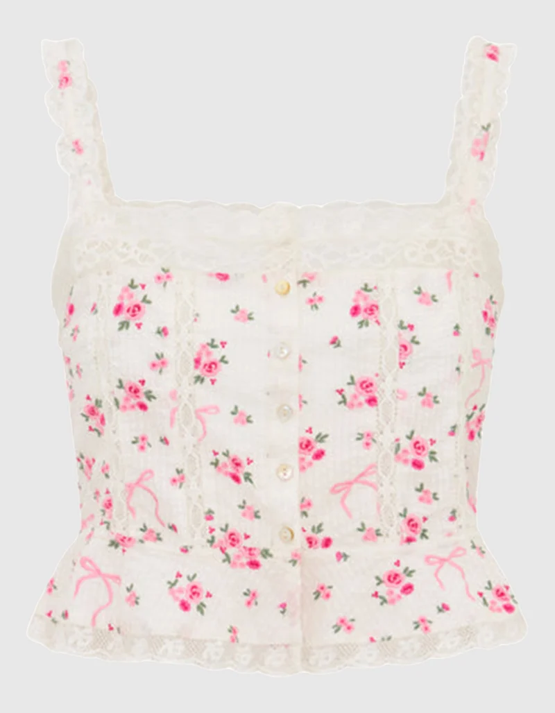 Besticktes Crop Top Vietta mit Spitze