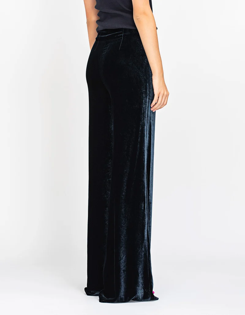Wide-Leg Samt-Hose mit Seidenanteil