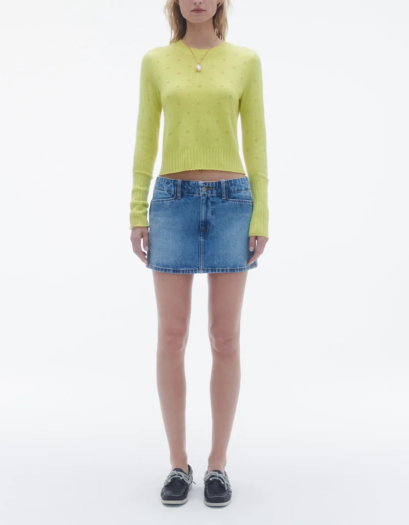 Kaschmir-Pullover Shrunken Pointelle mit Lochstrick-Details