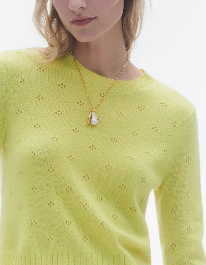 Kaschmir-Pullover Shrunken Pointelle mit Lochstrick-Details