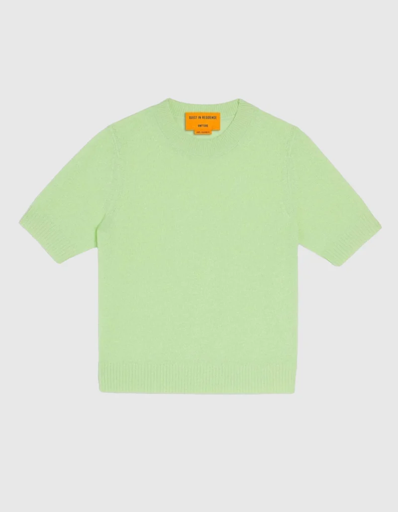 Cropped Kaschmir Strick T-Shirt