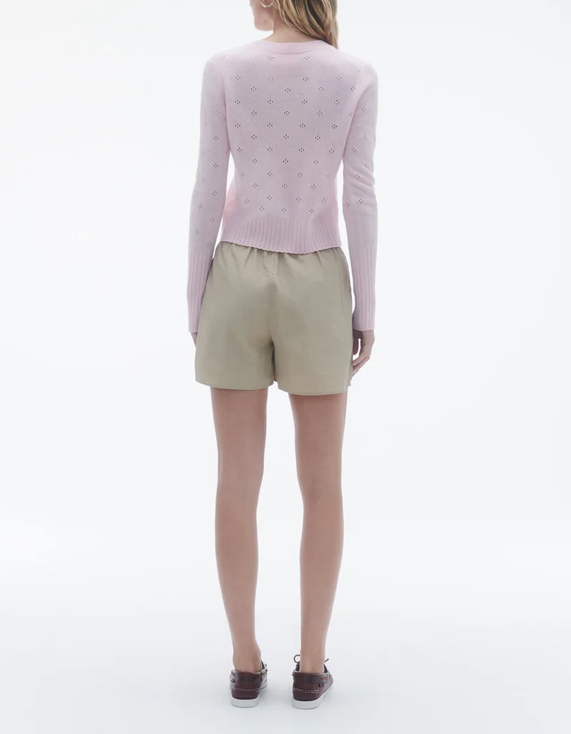 Kaschmir-Pullover Shrunken Pointelle mit Lochstrick-Details