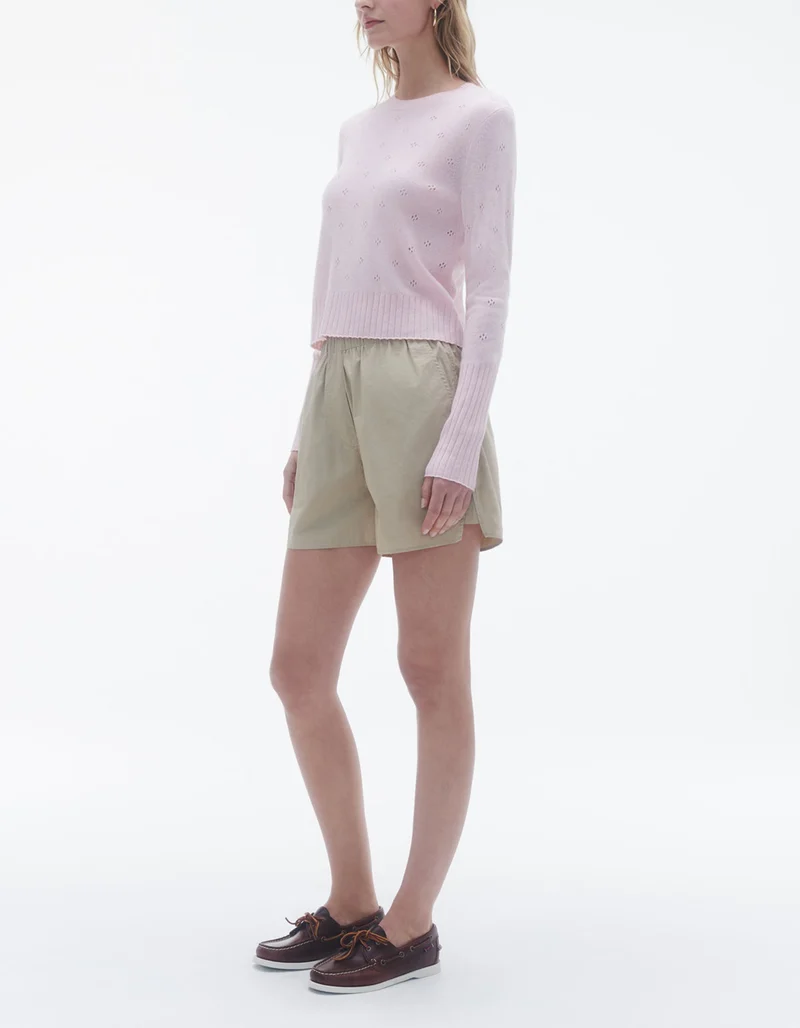 Kaschmir-Pullover Shrunken Pointelle mit Lochstrick-Details