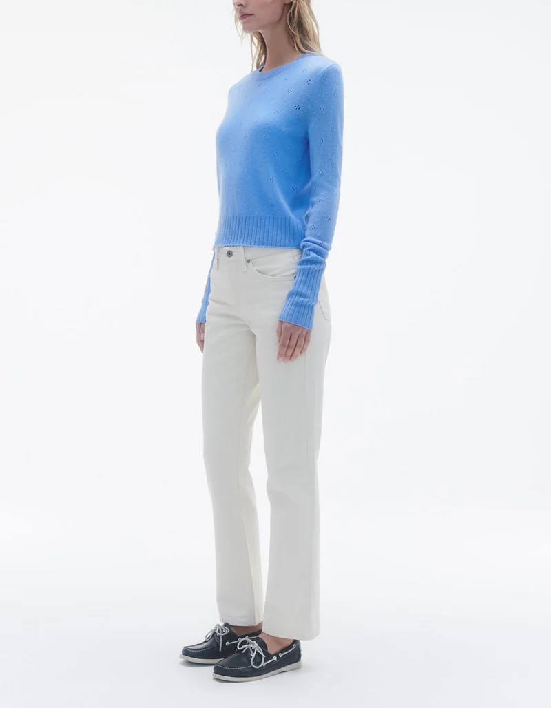 Kaschmir-Pullover Shrunken Pointelle mit Lochstrick-Details