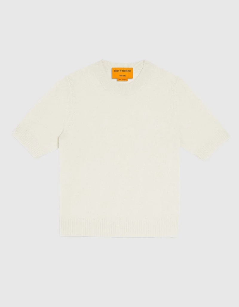 Cropped Kaschmir Strick T-Shirt