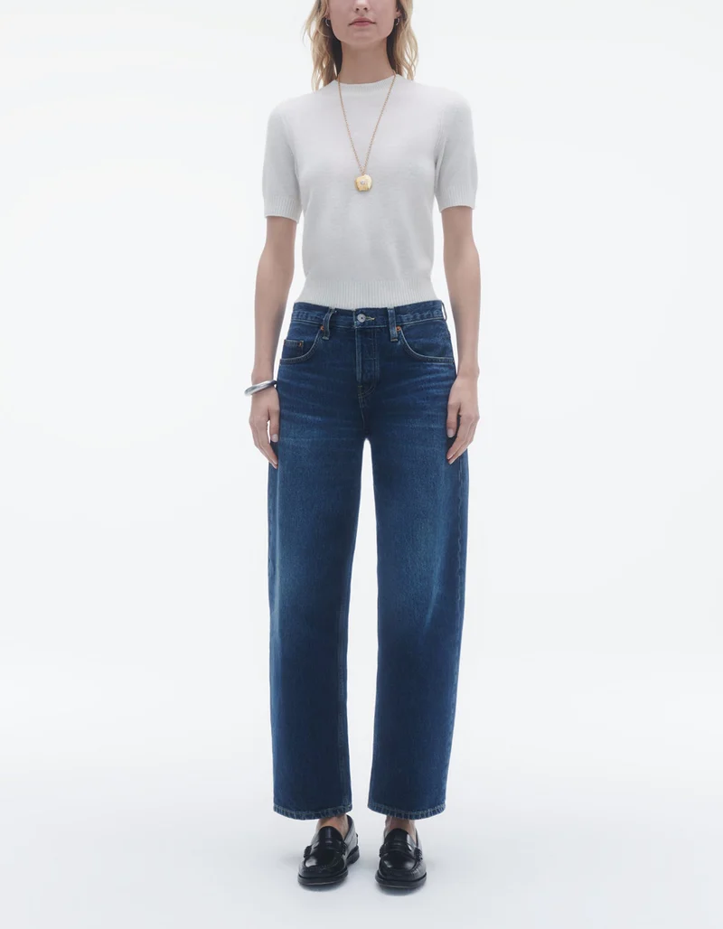 Cropped Kaschmir Strick T-Shirt