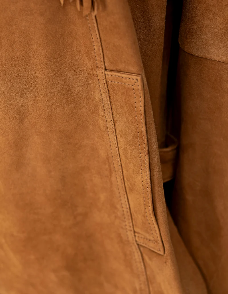 Veloursleder-Jacke Ginny mit Fransen-Details