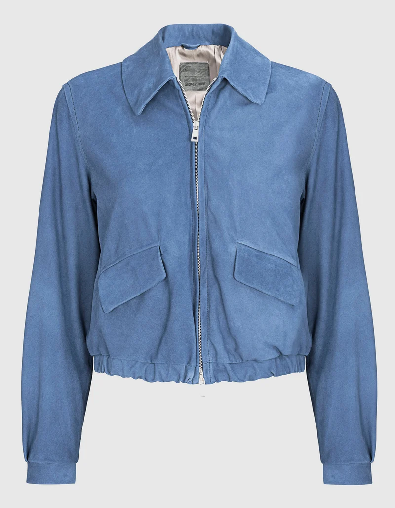 Veloursleder-Jacke mit Zipper