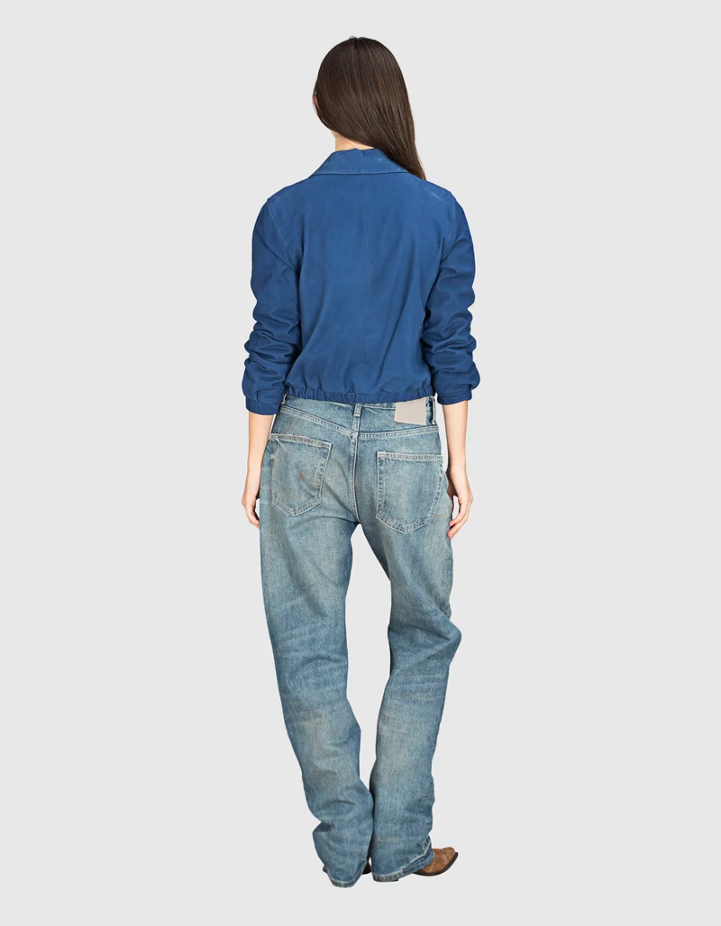 Veloursleder-Jacke mit Zipper