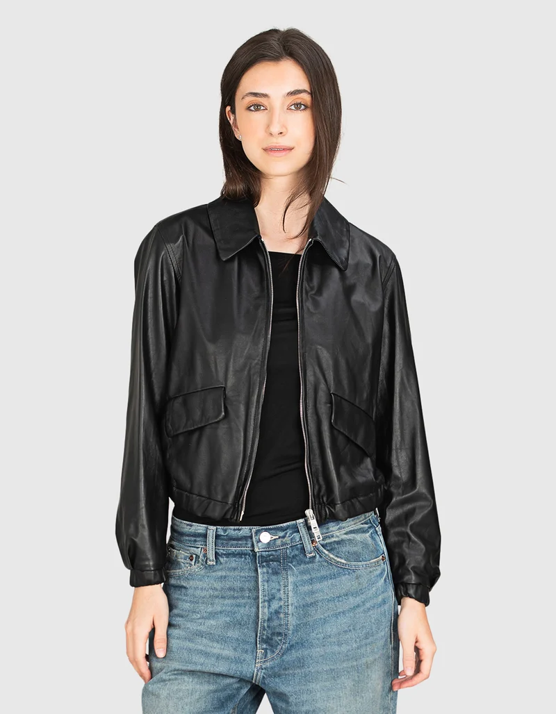 Lammleder-Jacke mit Zipper