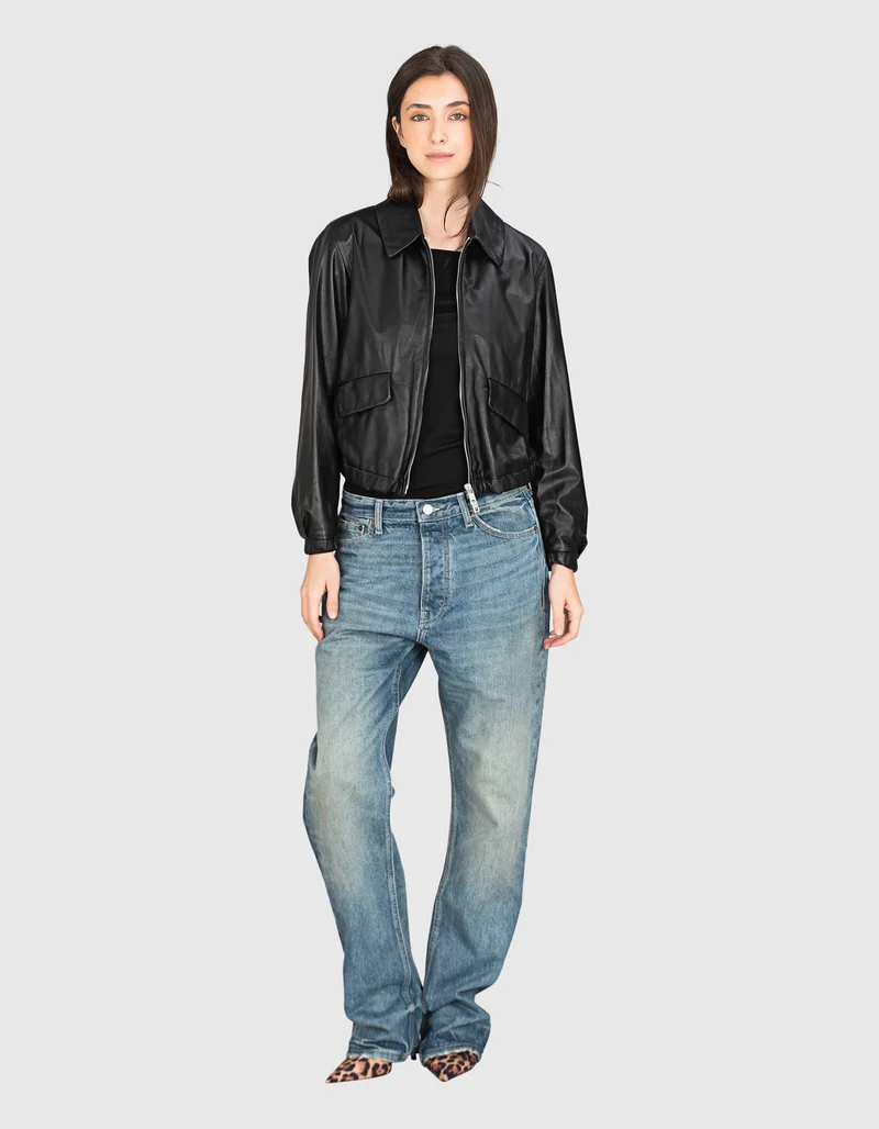 Lammleder-Jacke mit Zipper
