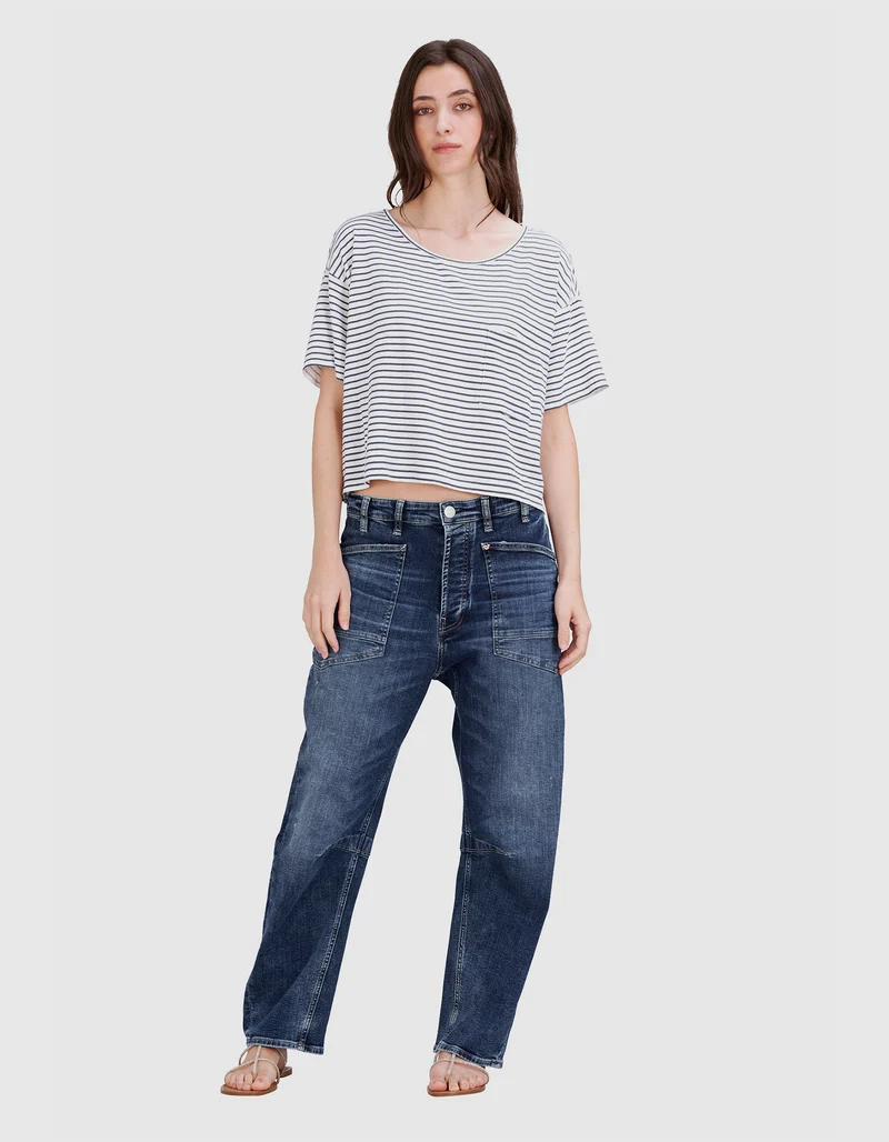 Gestreiftes Cropped T-Shirt