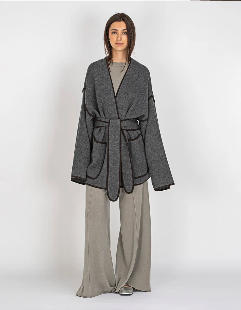 Kaschmir-Jacke mit Bindegürtel
