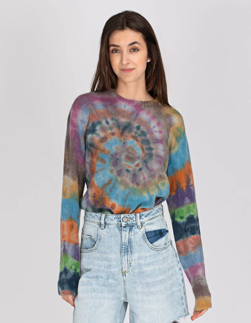 Kaschmir-Pullover mit Batik-Muster