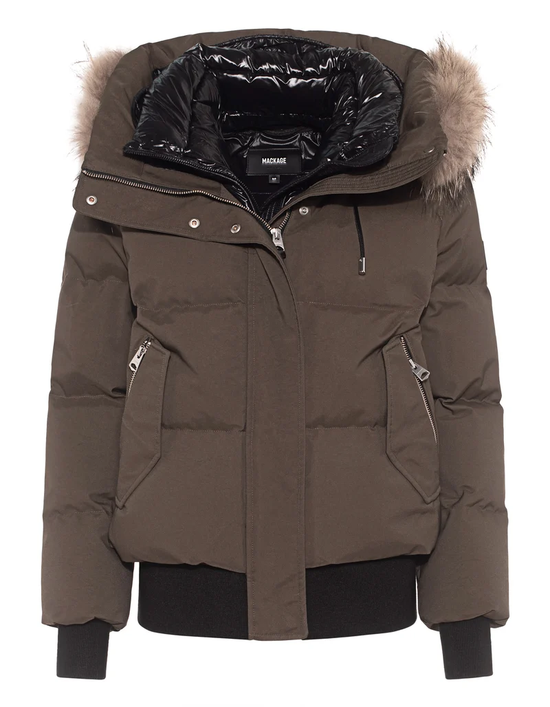 Daunen-Jacke mit abnehmbarem Fell-Besatz