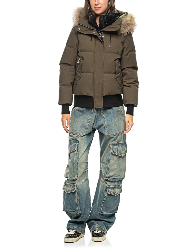 Daunen-Jacke mit abnehmbarem Fell-Besatz