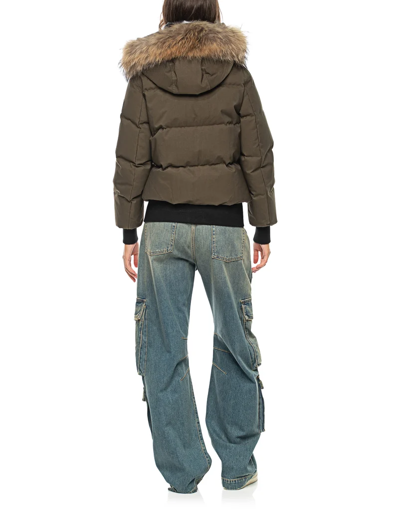 Daunen-Jacke mit abnehmbarem Fell-Besatz